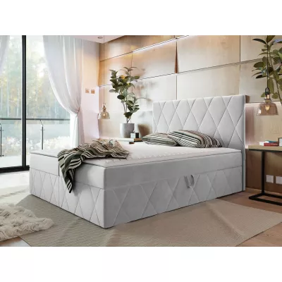 Hotelová manželská postel 160x200 PALMA - světlá šedá + topper ZDARMA