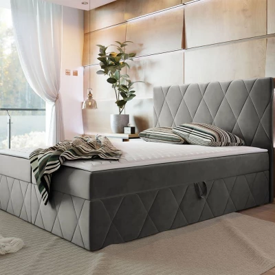 Hotelová manželská postel 160x200 PALMA - šedá + topper ZDARMA