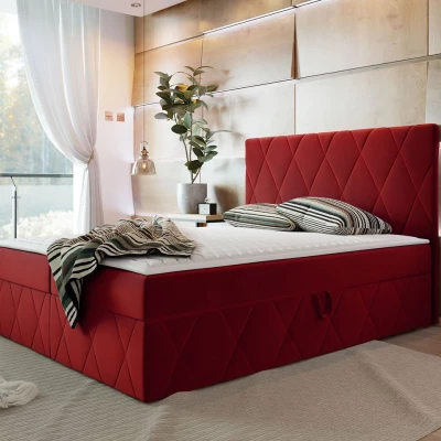 Hotelová manželská postel 140x200 PALMA - červená + topper ZDARMA