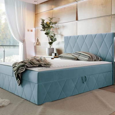 Hotelová manželská postel 140x200 PALMA - světlá modrá + topper ZDARMA