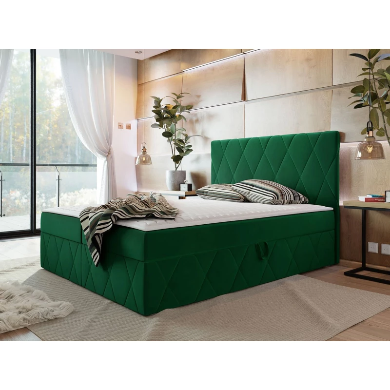 Hotelová manželská postel 140x200 PALMA - zelená + topper ZDARMA