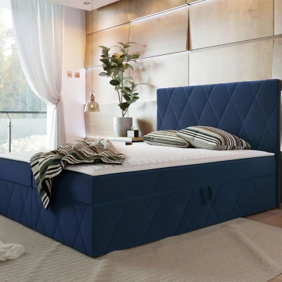 Hotelová manželská postel 140x200 PALMA - modrá + topper ZDARMA