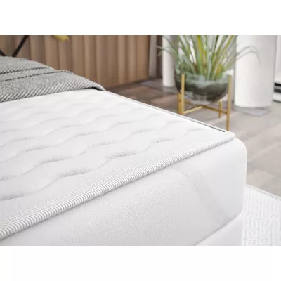 Boxspringová jednolůžková postel 90x200 PORFIRO 3 - bílá ekokůže / khaki, pravé provedení + topper ZDARMA
