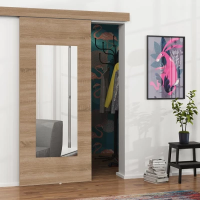 Posuvné interiérové dveře se zrcadlem VIGRA 9 - 90 cm, dub sonoma
