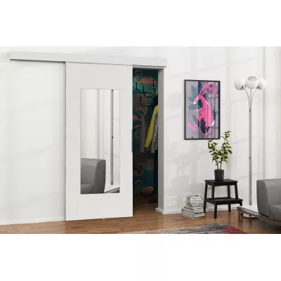 Posuvné interiérové dveře se zrcadlem VIGRA 9 - 90 cm, bílé