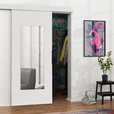 Posuvné interiérové dveře se zrcadlem VIGRA 9 - 80 cm, bílé