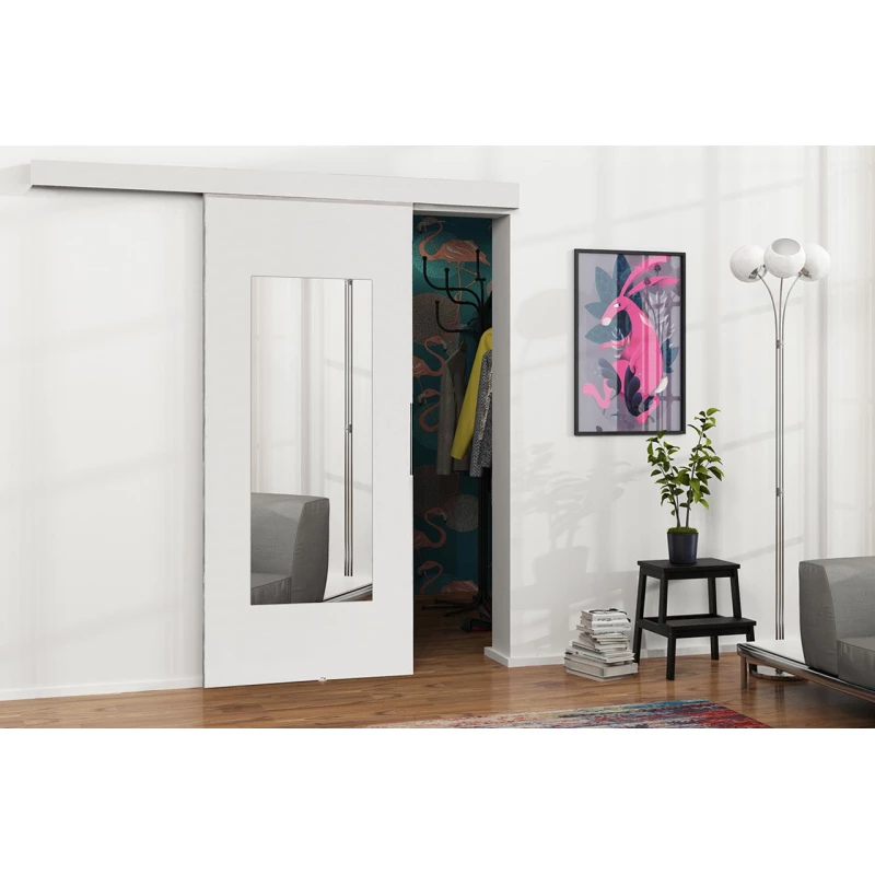 Posuvné interiérové dveře se zrcadlem VIGRA 9 - 80 cm, bílé