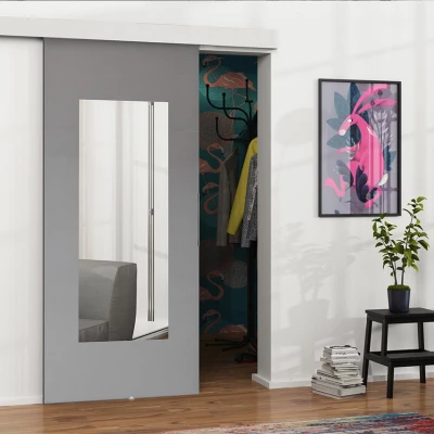 Posuvné interiérové dveře se zrcadlem VIGRA 9 - 80 cm, antracitové