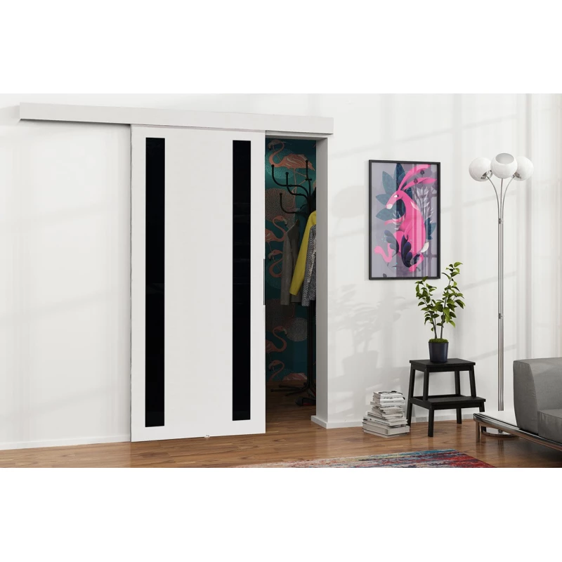 Posuvné interiérové dveře VIGRA 8 - 90 cm, černé / bílé