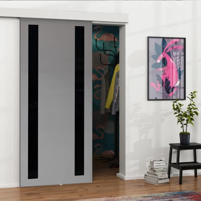 Posuvné interiérové dveře VIGRA 8 - 90 cm, černé / antracitové