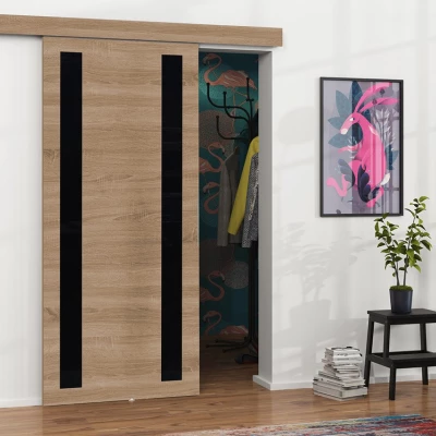 Posuvné interiérové dveře VIGRA 8 - 100 cm, černé / dub sonoma