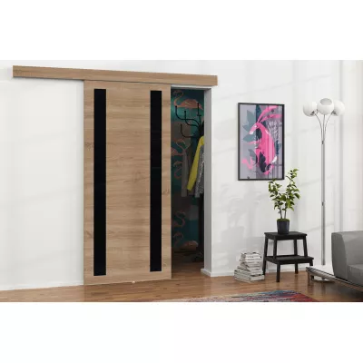 Posuvné interiérové dveře VIGRA 8 - 100 cm, černé / dub sonoma