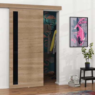 Posuvné interiérové dveře VIGRA 7 - 90 cm, černé / dub sonoma