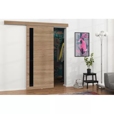 Posuvné interiérové dveře VIGRA 7 - 90 cm, černé / dub sonoma