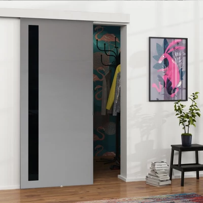 Posuvné interiérové dveře VIGRA 7 - 80 cm, černé / antracitové