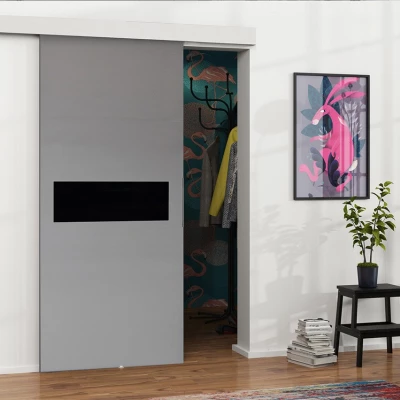 Posuvné interiérové dveře VIGRA 6 - 90 cm, černé / antracitové