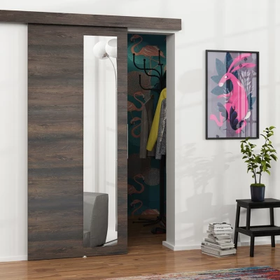 Posuvné interiérové dveře se zrcadlem VIGRA 5 - 90 cm, jasan tmavý