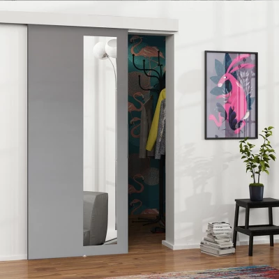 Posuvné interiérové dveře se zrcadlem VIGRA 5 - 90 cm, antracitové
