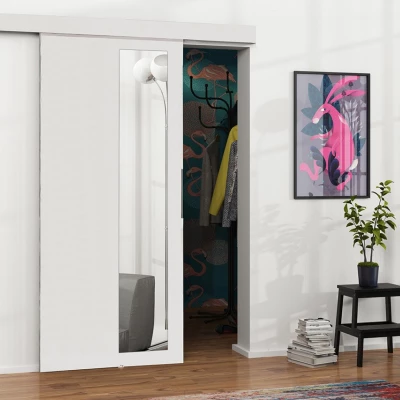 Posuvné interiérové dveře se zrcadlem VIGRA 5 - 90 cm, bílé