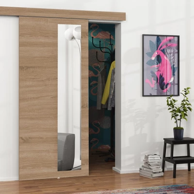 Posuvné interiérové dveře se zrcadlem VIGRA 5 - 100 cm, dub sonoma