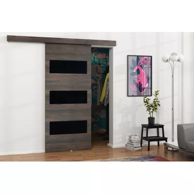 Posuvné interiérové dveře VIGRA 4 - 90 cm, černé / jasan tmavý