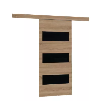 Posuvné interiérové dveře VIGRA 4 - 90 cm, černé / jasan tmavý