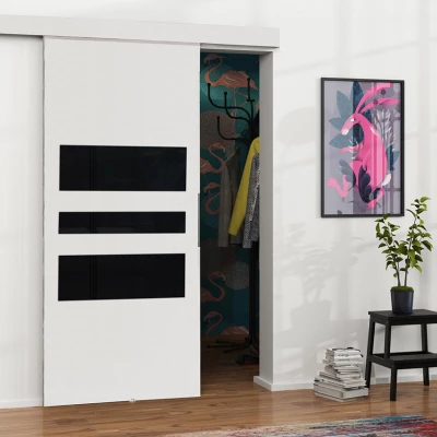 Posuvné interiérové dveře VIGRA 3 - 90 cm, černé / bílé