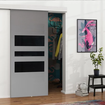 Posuvné interiérové dveře VIGRA 3 - 90 cm, černé / antracitové