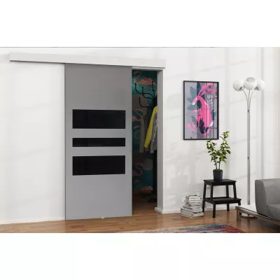 Posuvné interiérové dveře VIGRA 3 - 90 cm, černé / antracitové