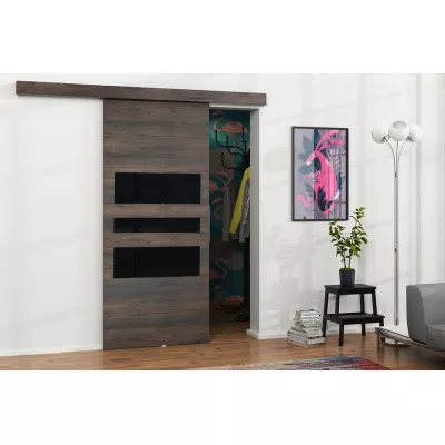 Posuvné interiérové dveře VIGRA 3 - 100 cm, černé / jasan tmavý