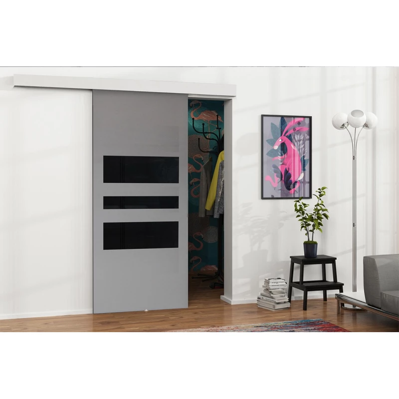 Posuvné interiérové dveře VIGRA 3 - 100 cm, černé / antracitové