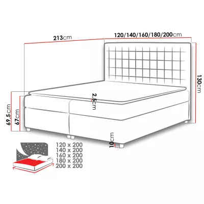 Hotelová jednolůžková postel 120x200 SARITA - tmavá šedá + topper ZDARMA