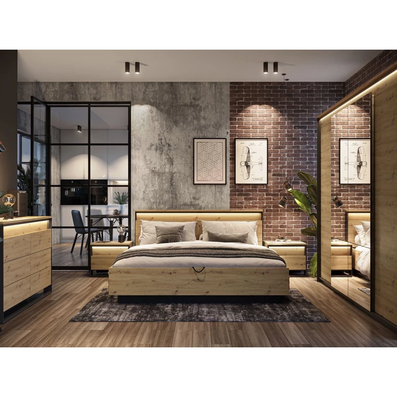 Ložnicová sestava s postelí 180x200 FARN 1 - dub artisan / černá