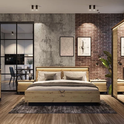 Ložnicová sestava s postelí 160x200 FARN 1 - dub artisan / černá