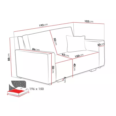 Rozkládací gauč s úložným prostorem CHIAKY 3 - modrý