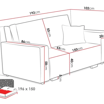 Rozkládací gauč s úložným prostorem CHIAKY 3 - tmavý šedý