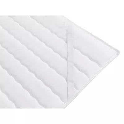 Boxspringová jednolůžková postel 100x200 ROCIO 3 - bílá ekokůže / béžová, pravé provedení + topper ZDARMA