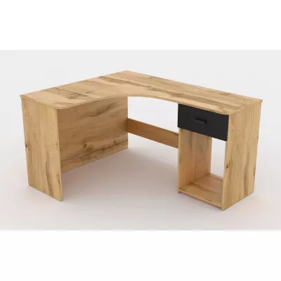 Rohový psací stůl COSTAS - dub wotan / černý