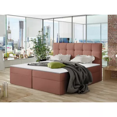Boxpringová manželská postel 180x200 CLARA - růžová + topper ZDARMA