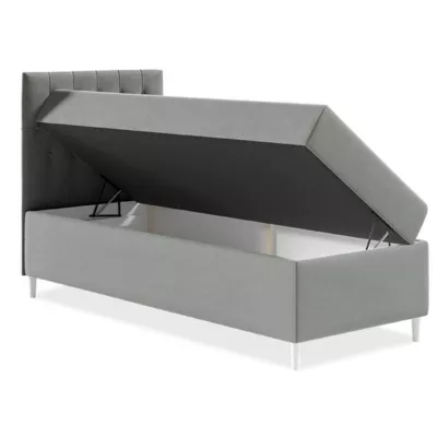 Boxspringová jednolůžková postel 100x200 PORFIRO 1 - bílá ekokůže / khaki, levé provedení + topper ZDARMA
