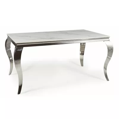 Jídelní stůl PREDRAG - 180x90, bílý / chrom
