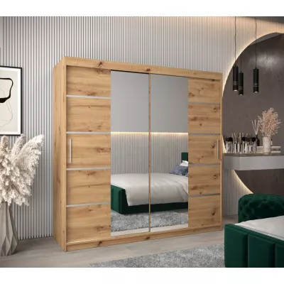 Skříň se zrcadly VIVIEN - šířka 200 cm, dub artisan