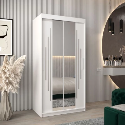 Šatní skříň se zrcadlem VIVI - šířka 100 cm, bílá