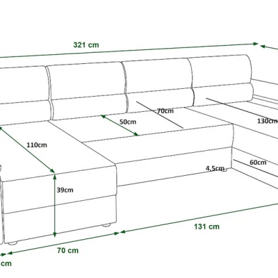 Rozkládací sedací souprava do U OPHELIA - medová