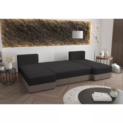 Sedací souprava do U OPHELIA - tmavě šedá / světle hnědá