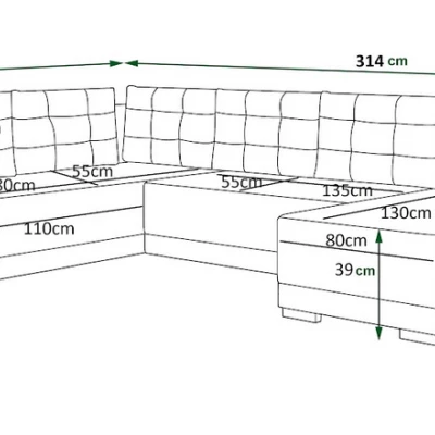 Sedací souprava do U TAHANI - pravá, černá / šedá