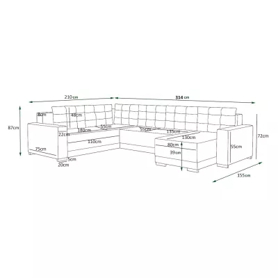 Sedací souprava do U TAHANI - pravá, černá / šedá