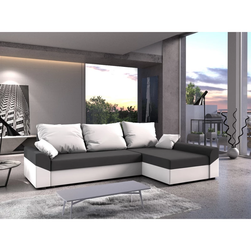 Rohová sedací souprava DAGMAR - tmavě šedá / bílá