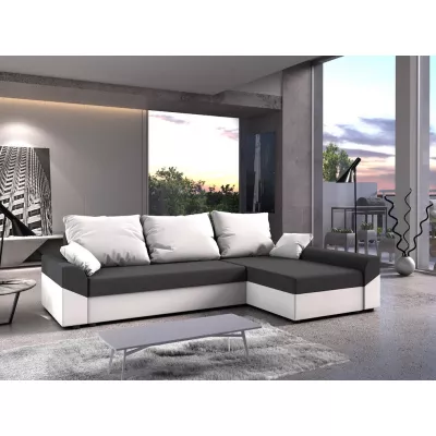 Rohová sedací souprava DAGMAR - tmavě šedá / bílá