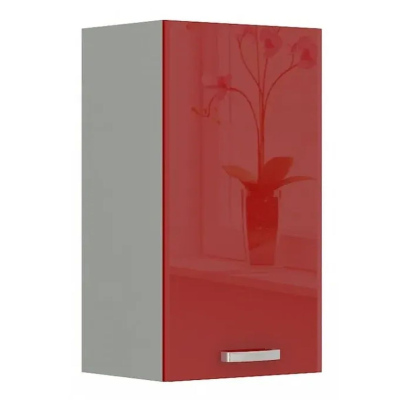 VÝPRODEJ - Horní kuchyňská skříňka ULLERIKE - šířka 45 cm, červená / šedá